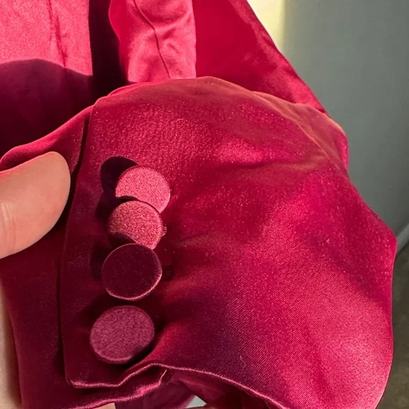 House of Harlow 1960 Satin Blazer - Burgundy - Picture 11 of 12